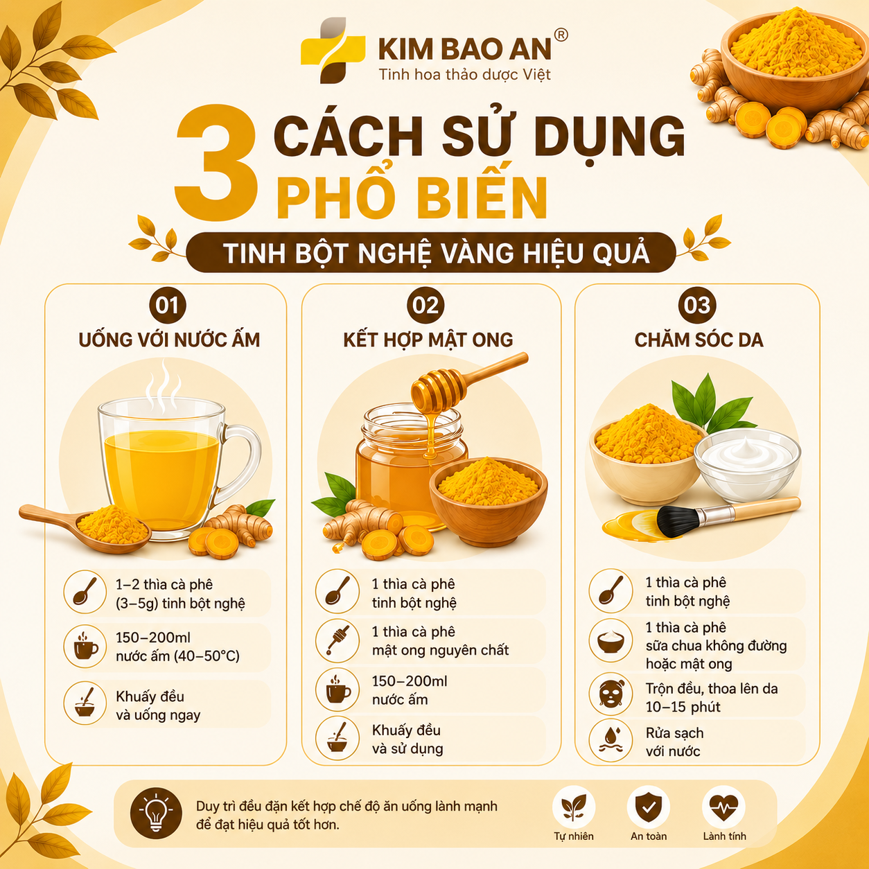 3 cach sử dụng phổ biến tinh bột nghệ vàng hiệu quả