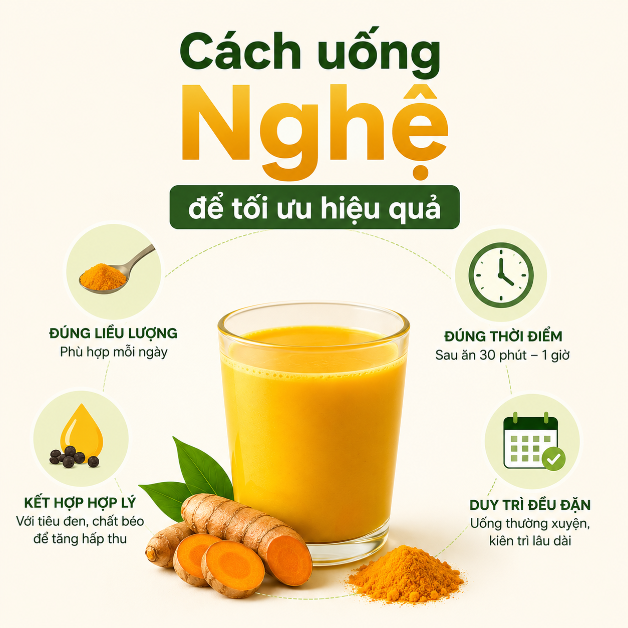 Cách uống nghệ để tối ưu hiệu quả