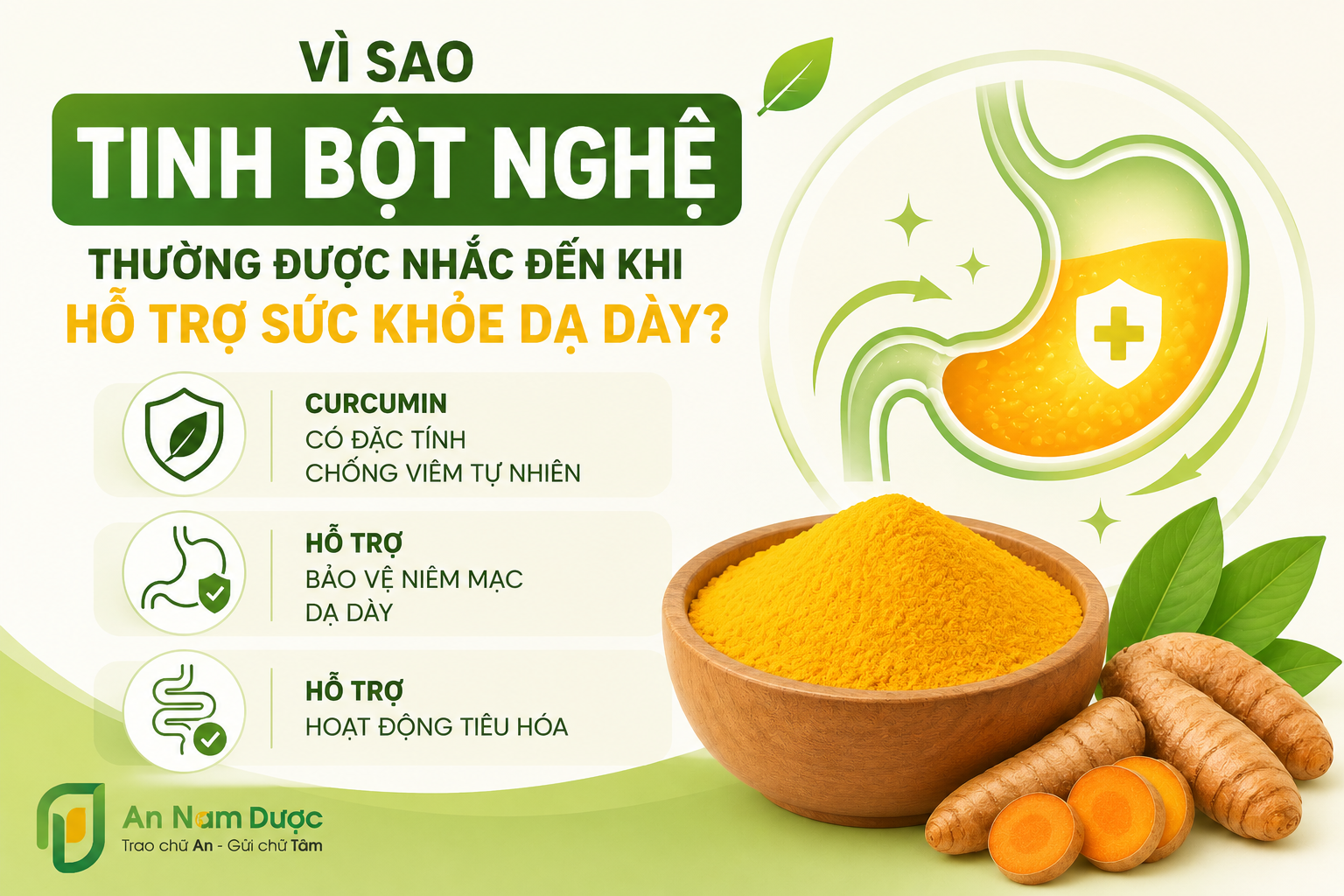 Vì sao tinh bột nghệ thường được nhắc đến khi hỗ trợ sức khỏe dạ dày