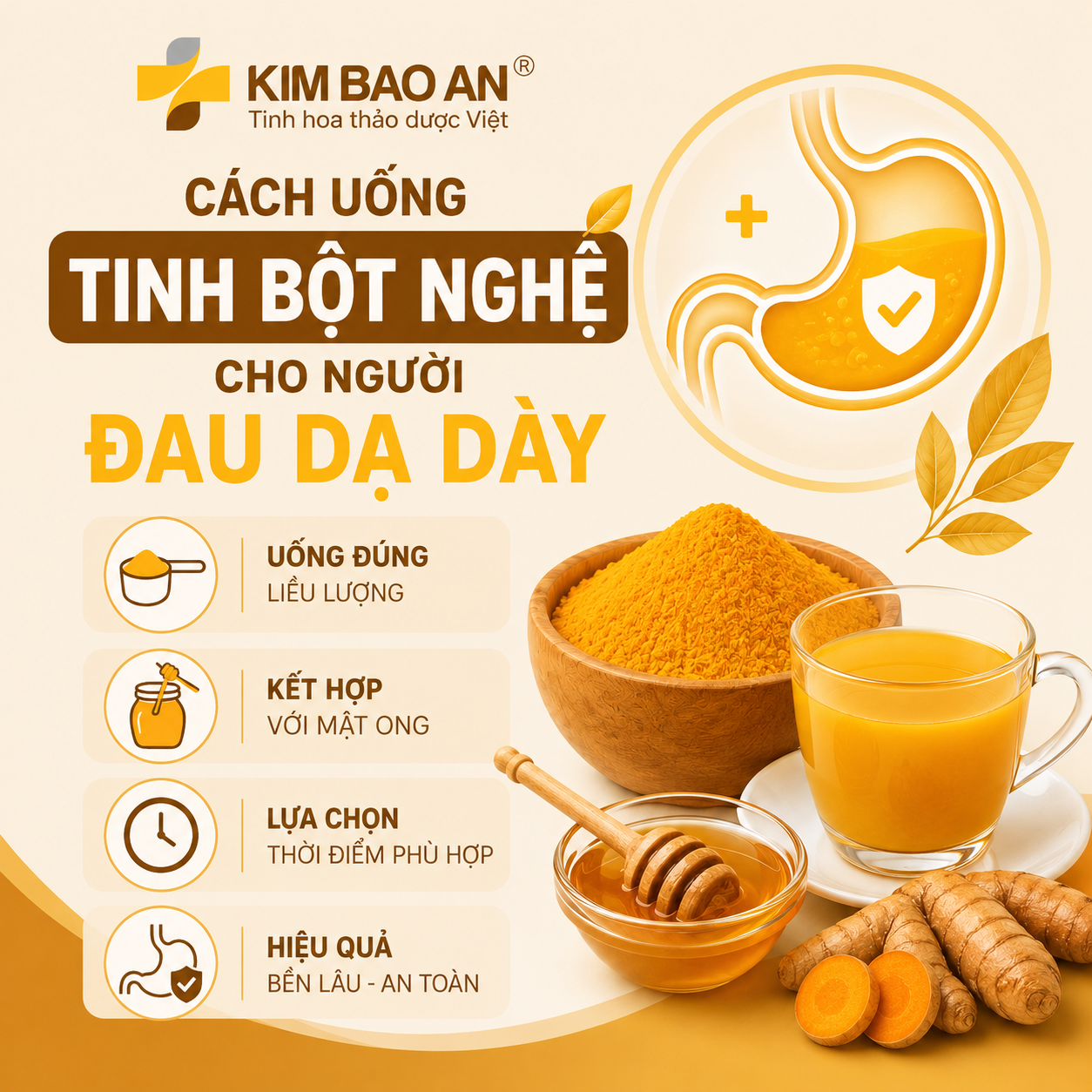Cách uống tinh bột nghệ cho người đau dạ dày