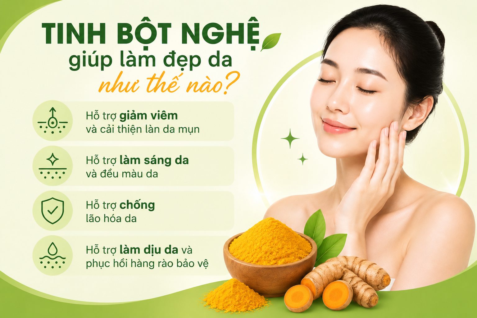 Tinh bột nghệ giúp làm đẹp da như thế nào?