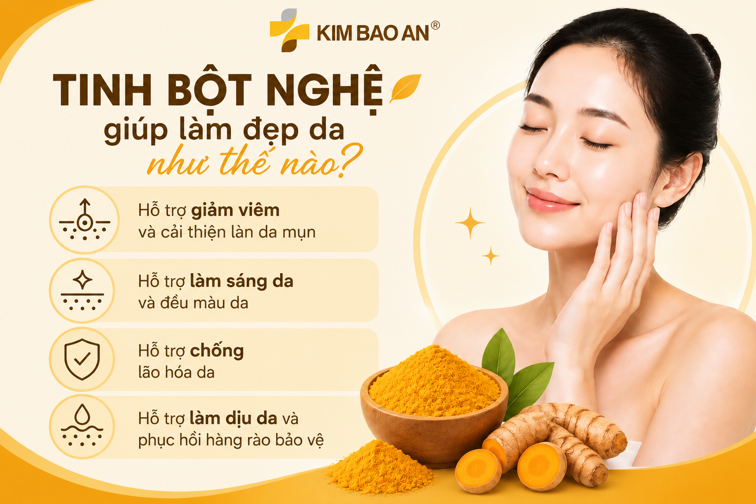 Tinh bột nghệ giúp làm đẹp da như thế nào?