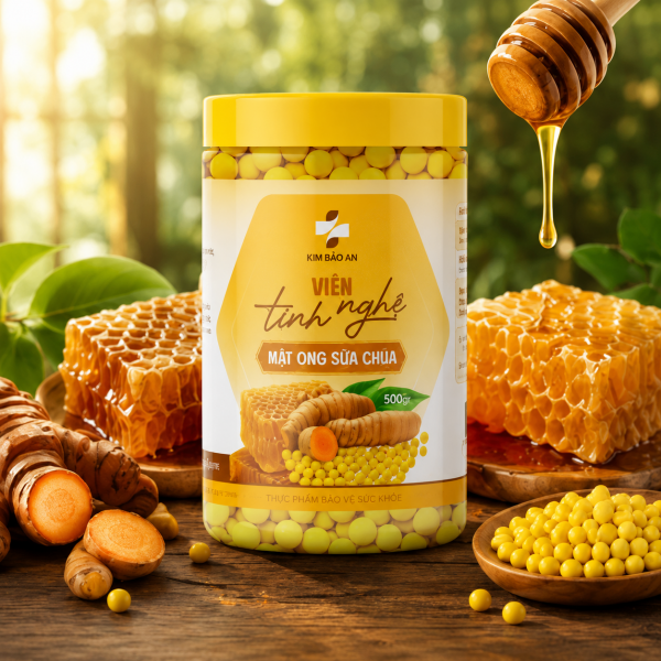 [Hộp 500G] Viên Tinh Nghệ Mật Ong Sữa Chúa - Hỗ Trợ Tiêu Hóa Và Làm Đẹp Da