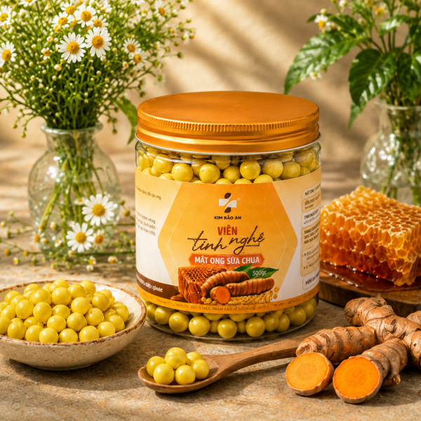 Viên Tinh Nghệ Mật Ong Sữa Chúa Kim Bảo An (Hộp 330G)
