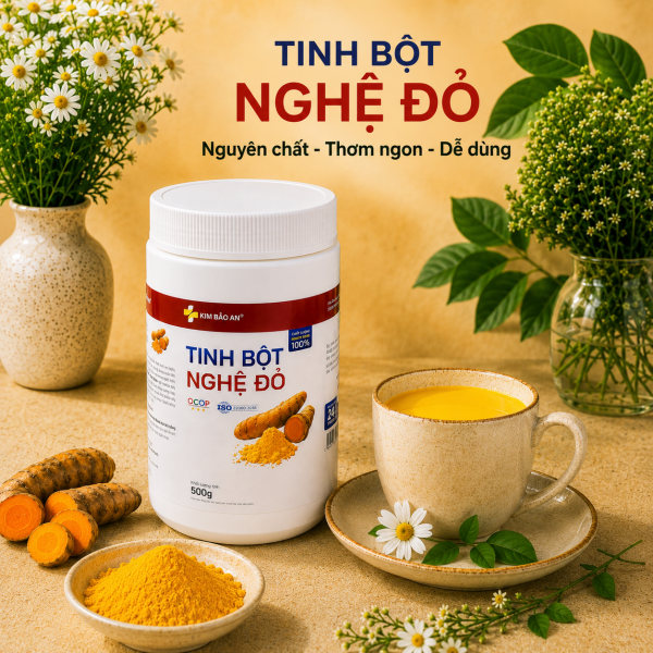 Tinh Bột Nghệ Đỏ Kim Bảo An (Hộp 500G) - Thanh Lọc Cơ Thể, Tiêu Hóa Khỏe Mạnh